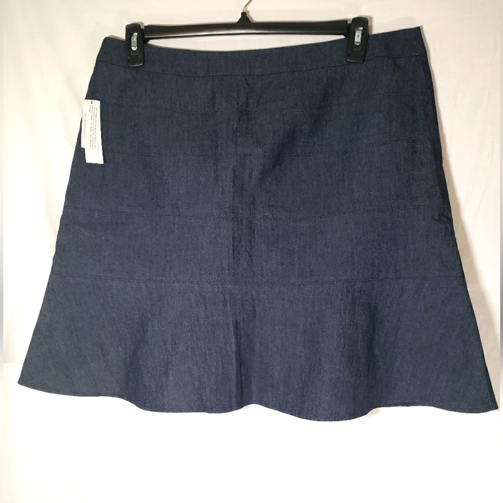 NWT Audrey Celine Blue Denim Flare Skirt Sz 16